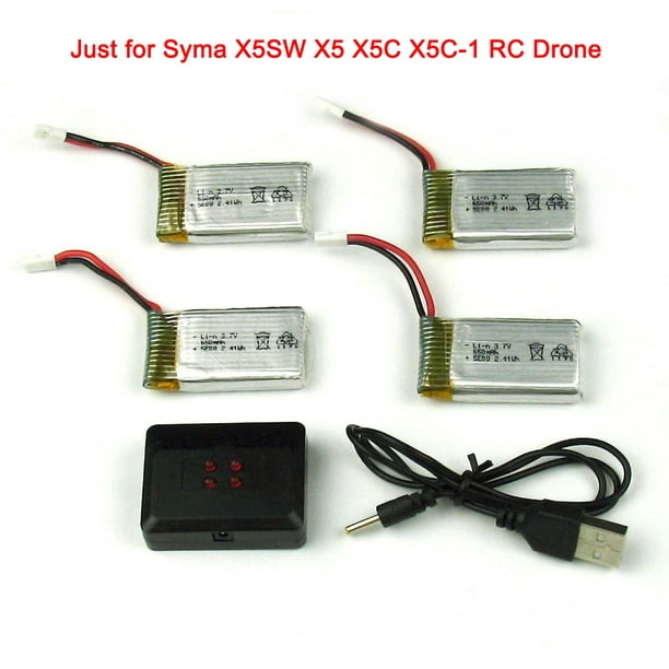 5 in 1 Dual Port Charger Syma X5 X5C X5C-1 X5SW Drone-3.7V 650mAh Lipo Battery 